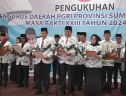 Pengurus PB PGRI Sumsel Teguh Sumarno Resmi Dikukuhkan