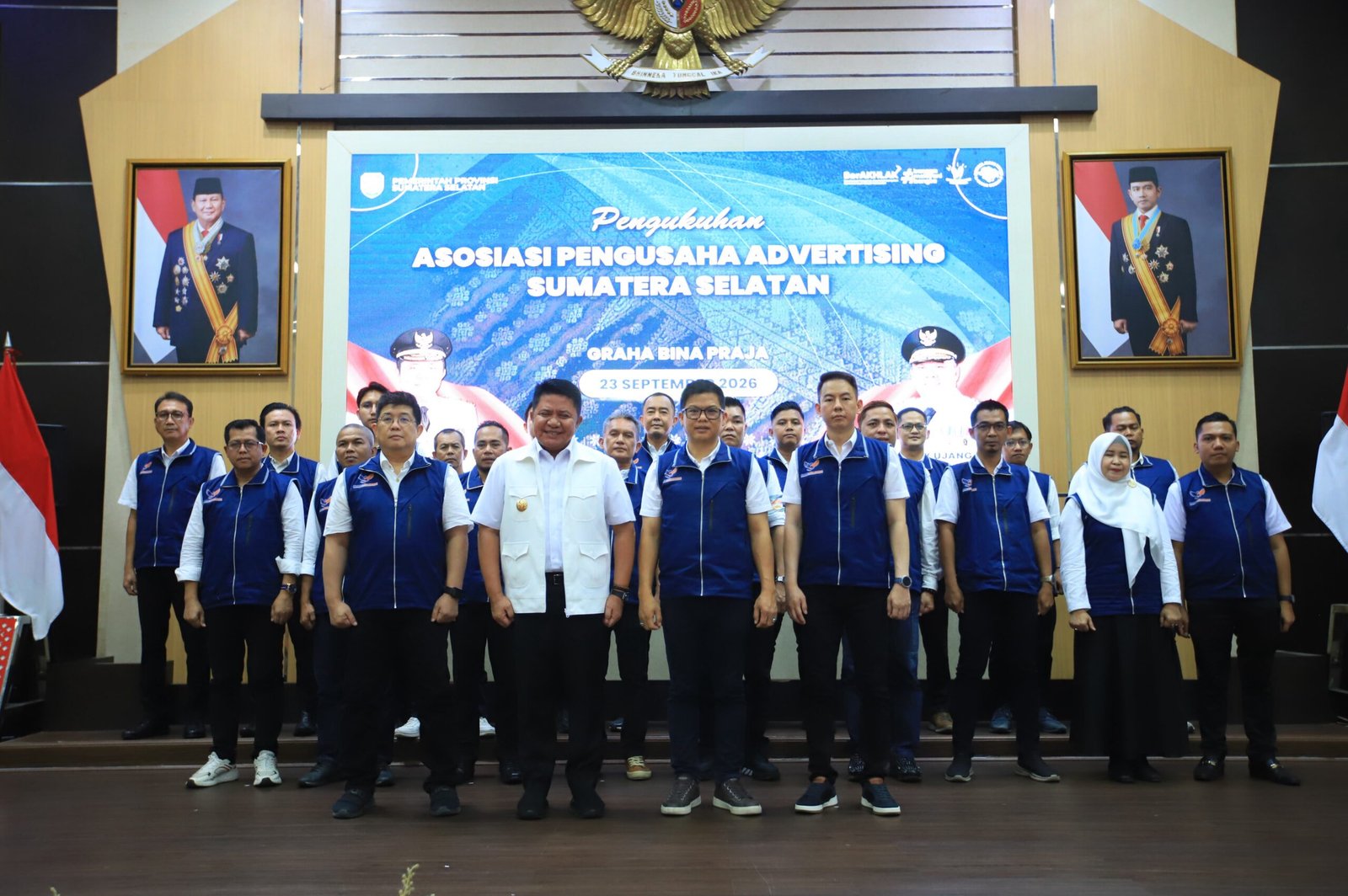 Gubernur Sumsel Herman Deru. Saat mengukuhkan Asosiasi Pengusaha Advertising Sumatera Selatan (APAS SEL) di Auditorium Bina Praja Palembang, Rabu (23/9/2026)